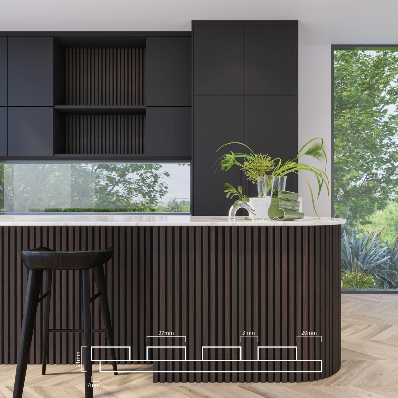 Profiled Panel Profile Slat Acoustic Paneling - Natural Ebony - Profile Panels ...