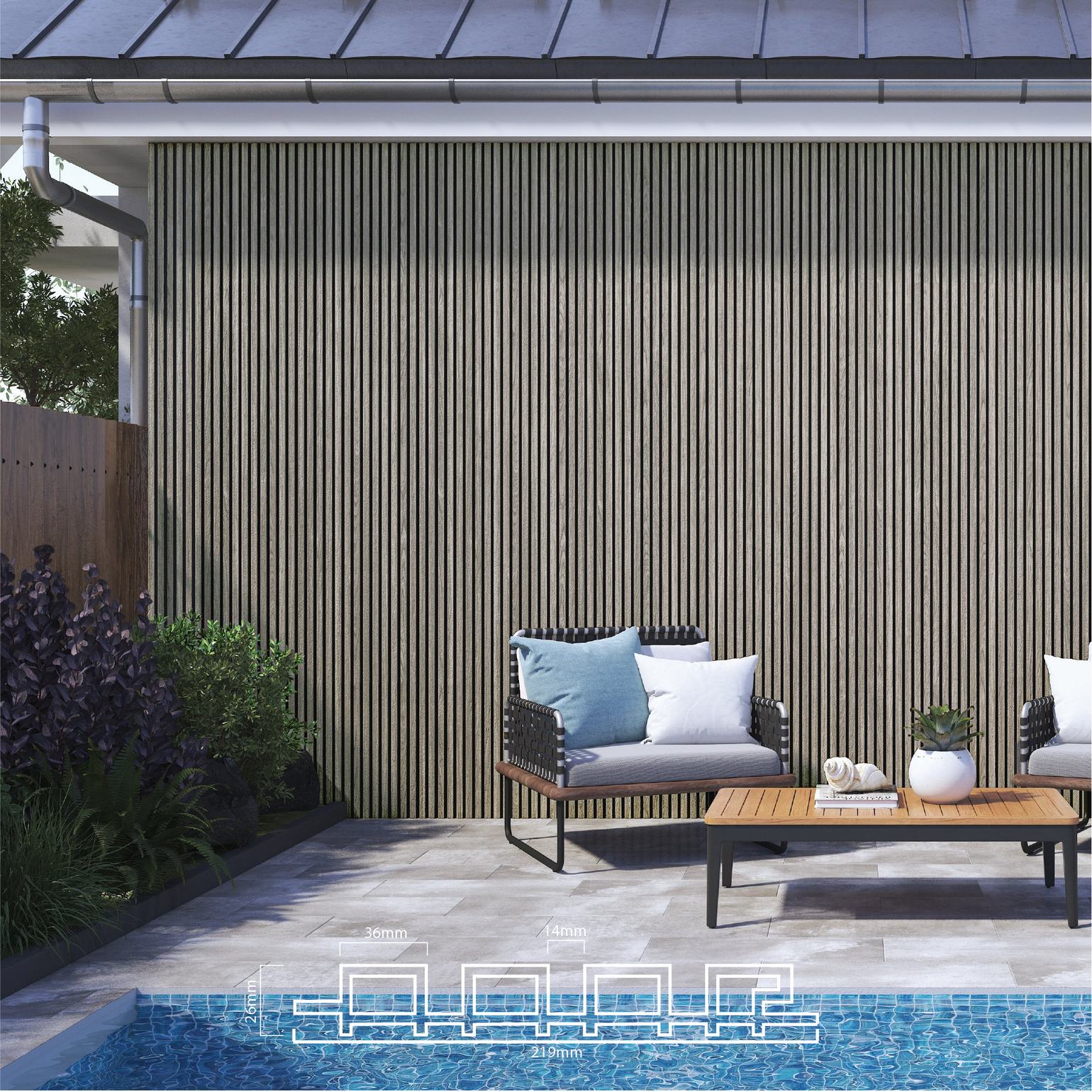 Slat Exterior - WPC - Silver Oak - Slat Wall Panel – Profile Panels